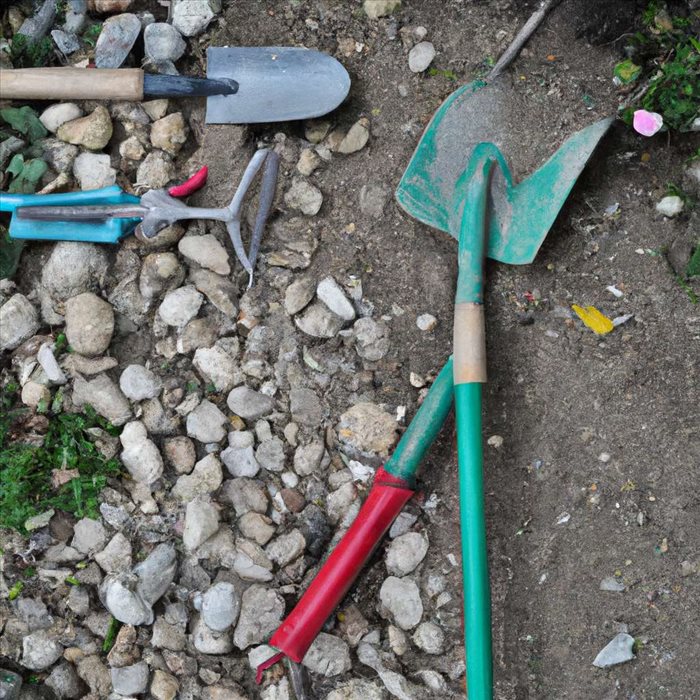 Entretien et nettoyage d'un jardin en gravier